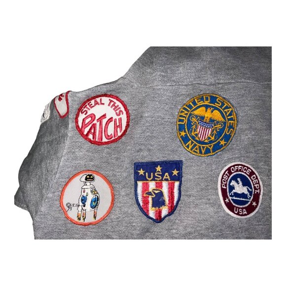 Vintage Gray Hoodie With Sewn-On Collectible Patches - Picture 8 of 16